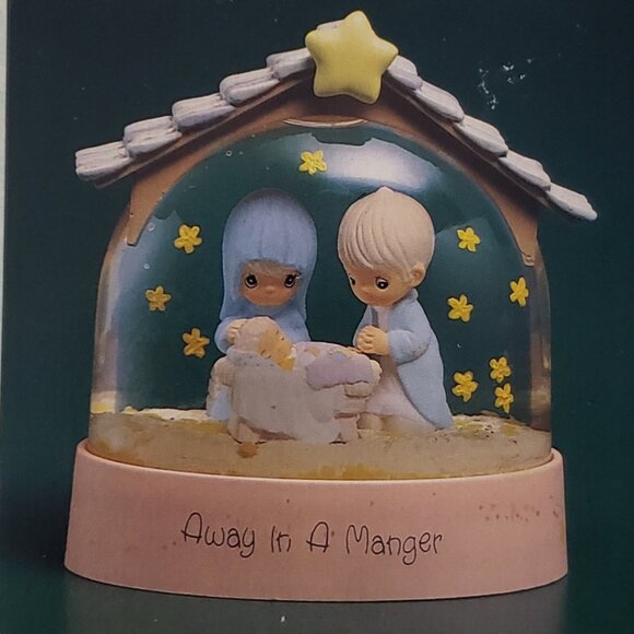 1993 Away In A Manger Waterball Snow Globe Nativity Precious Moments Collection - Picture 1 of 4